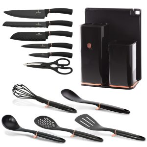 13-Piece Knife Set and Cutting Board Black Rose Edition - BH/2507