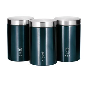 3-Piece Kitchen Canister Set Metallic Line Aquamarine Edition - BH/6271