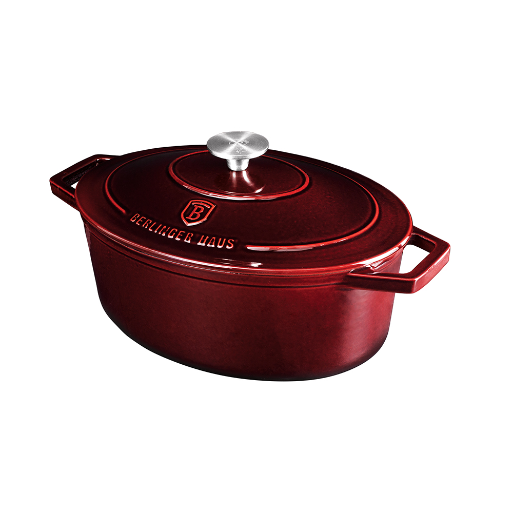 Cast Iron Oval Casserole 32 cm Metallic Line Burgundy Edition - BH/6519