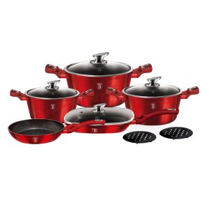 11-Piece Cookware Set Metallic Line Burgundy Edition - BH/7142
